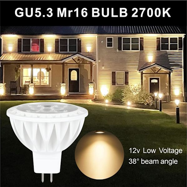 GU5.3 LED-lamput Lämmin valkoinen 2700 K 450LM (vastaa 50 W) Valonheittokulma 38° 5W MR16 12V LED-kohdevalo Ei himmennettävä, 6 kpl [Energialuokka F]
