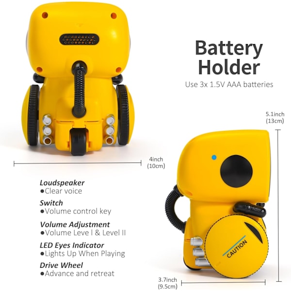 Interaktive Smarte Robotleker, Intelligente Robotleker for Barn, Jenter & Gutter Robotleker 3 År og Eldre, Stemmestyrt yellow
