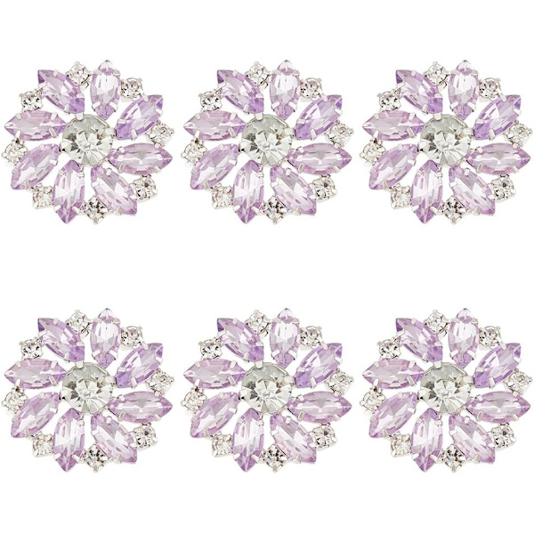 10 stk 28MM Blomst Rhinestone Shank Knapper Krystall Sy På Knapper med 1 Hull og Flat Bakside, Rhinestone Snøfnugg Metallknapper G