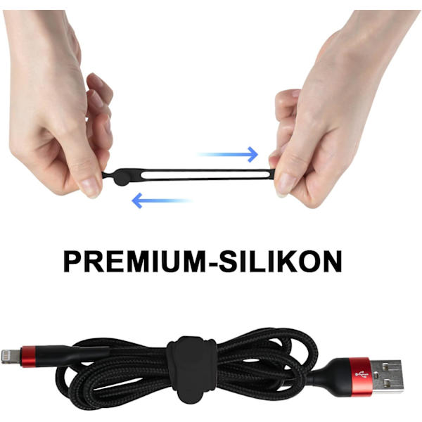16 stk silikonkabelbindere, kabelarrangør, gjenbrukbar Black