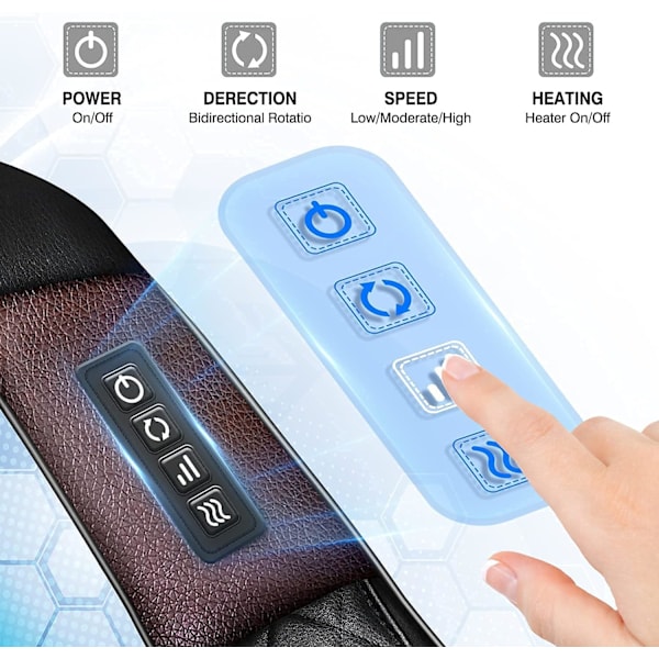 Shiatsu nack- och ryggmassageapparat med värme, djup vävnadsmassage 4D knådande axelmassagekudde för axel, - Bästa present till kvinnor män mamma pappa Black