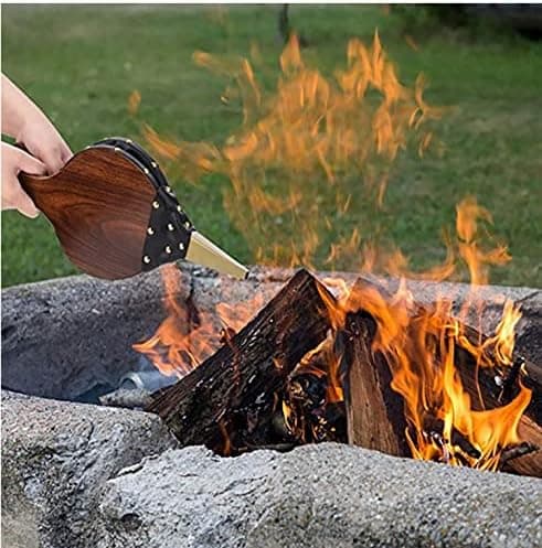 17\" x 7,5\" Träbälg, Manuell Luftblåsare för Grill, Eldstad och Camping - Svart