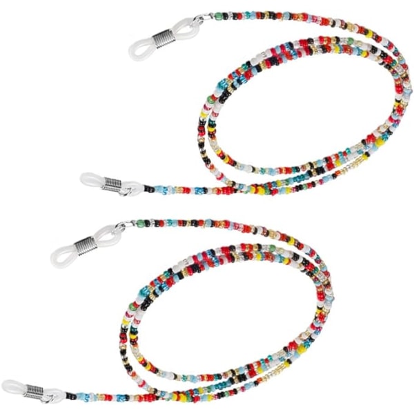 2 st glasögonhållare rem glasögonkedja halsband läsglasögonkedja färgglada pärlor antik kant för glasögontillbehör