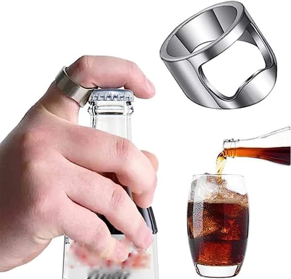 Pakke med 3 øl flaskeåbner ringe, ringe flaskeåbner farverige rustfrit stål