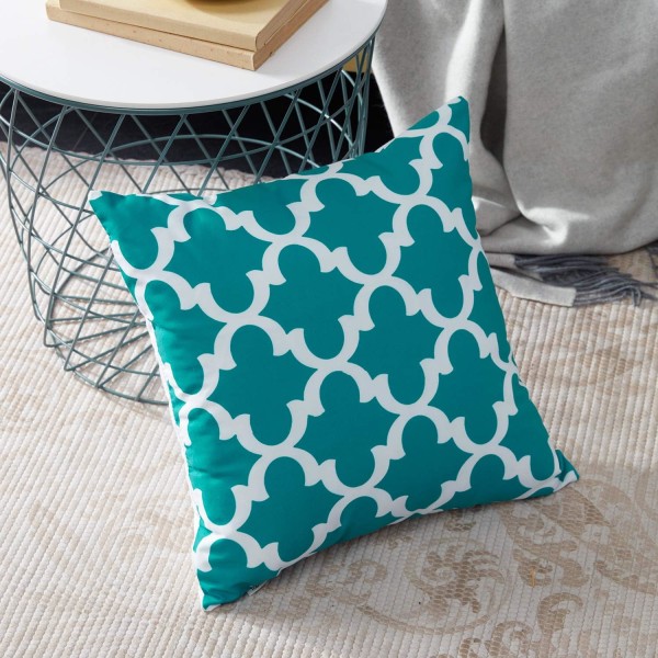100 % hållbar canvas fyrkantiga dekorativa örngott för soffa, set med 6,18×18 tum Turquoise