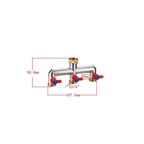 Messing Havehane Splitter, 3/4\" Hanesplitter Slangeforbindelse Splitter, 3-vejs Haneforbindelse med On/Off Ventiler, Vandhane Adapter