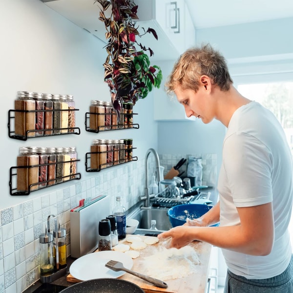 Stk væg krydderihylde, med selvklæbende kroge og skruer, krydderihylde til køkkenbadeværelse balkon, køkkenopbevaring - 29×6,8×6,5CM