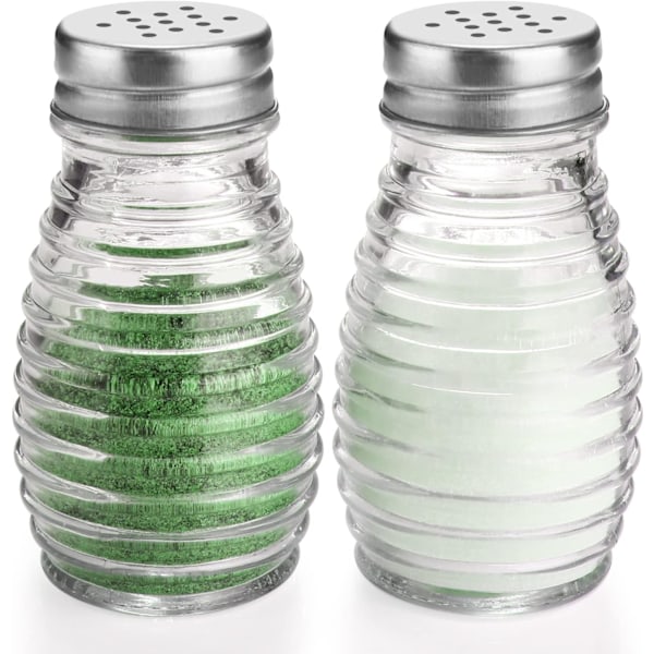 Glass Salt and Pepper Shakers Set,Oval Salt Shaker Set