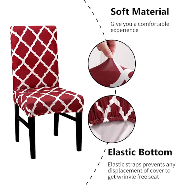 Ruokailuhuoneen tuolinpäälliset, irrotettavat ja pestävät tuolin suojukset, 4 tai 6 kappaleen sarja red 4pcs
