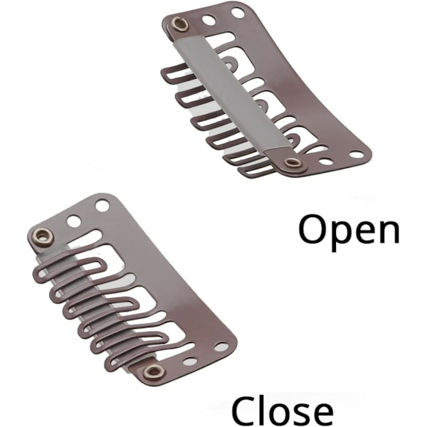 20 stycken Hårförlängningsklämmor, Metall Snap Clips för Hårförlängningar och Våder, Perukklämmor Snap Clips U-formad Hårperukklämma Brown