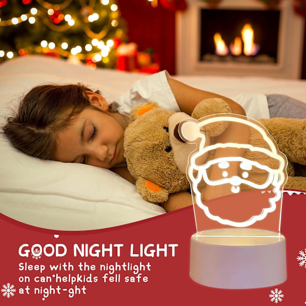 Jul 3D Nattlys LED Lampe USB Oppladbar Bordlampe Dekorativt Nattlys Nattlampe Soveromslamper Nattlys Style 2