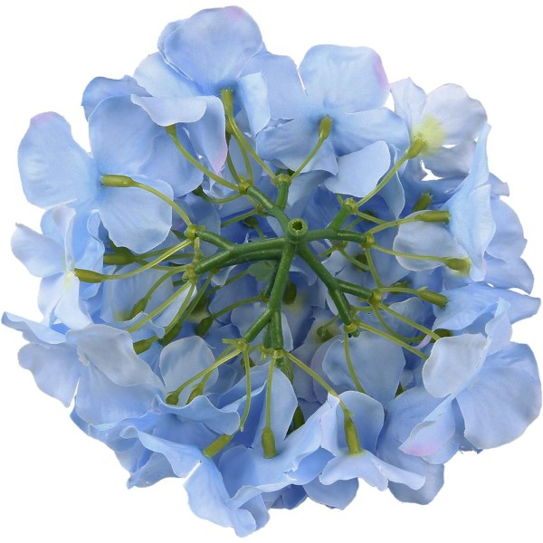 Silke Hortensia Hoveder Kunstige Blomsterhoveder til Hjemmebryllup Dekoration, Pakke med 10 light blue