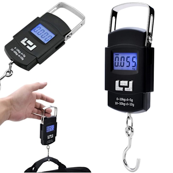 Bærbar digital bagasjevekt med LCD-skjerm for reise, fiske og hjemmebruk - Opptil 50 kg