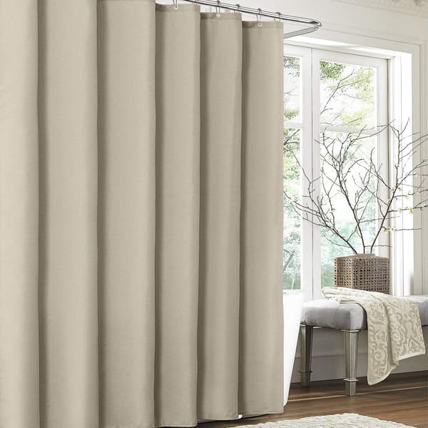 Duschdraperi i linne, med duschdraperiringar i tyg badkarsdraperi set Light brown 1.8*2m