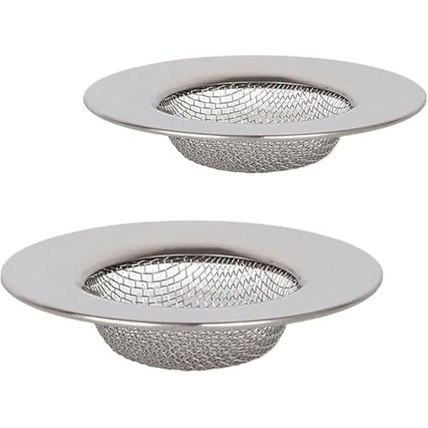 2 stk rustfritt stål dusjsil, kjøkkenavløpsfilter, vaskefilter Silver A