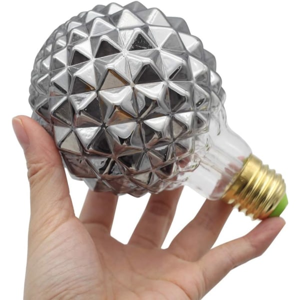 Retro LED-hehkulankamalat Edison 4W savulasinen lasi 220/240V E27 kristallikoristeelliset lamput Art Deco G95 Crystal (ananas) [Energiatehokkuusluokka D]