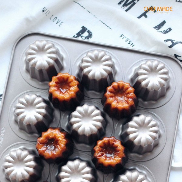 Formkagepande Sæt, Non-Stick Cannele Muffin Bageform Cupcake Pan til Ovn Bage 12 cups