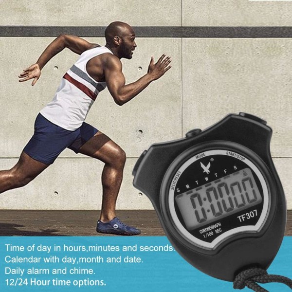 Digitaalinen urheilusekuntikello sekuntikello, kädessä pidettävä kronografi digitaalinen watch sekuntikello hälytyksellä