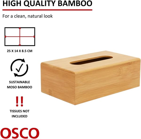 Bamburektangulär vävnadslåda | Vävnadshållare | Servettdispenser | Vävnadsöverdrag | Vävnader ingår ej | H8,5 x B24 x D12 cm |