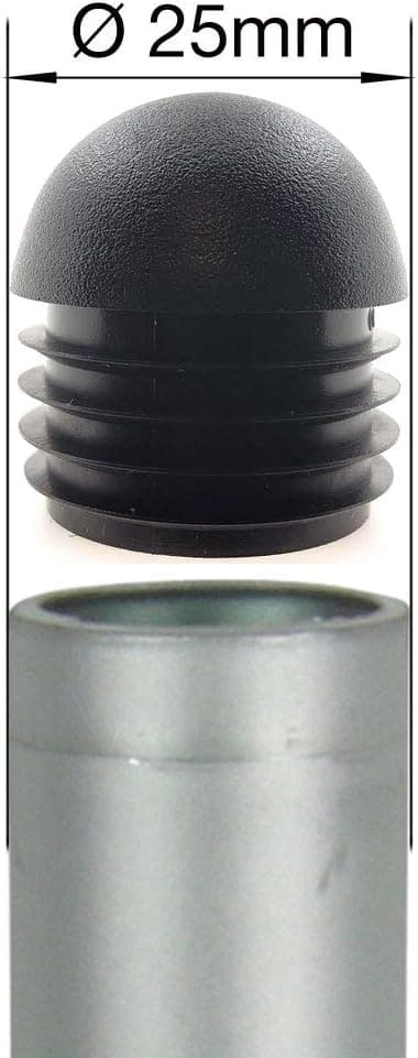 16 stk 25 mm runde kuppelformede rørhetter i plast, innstikkplugger og propper for bord-, stol- og møbelben, svart