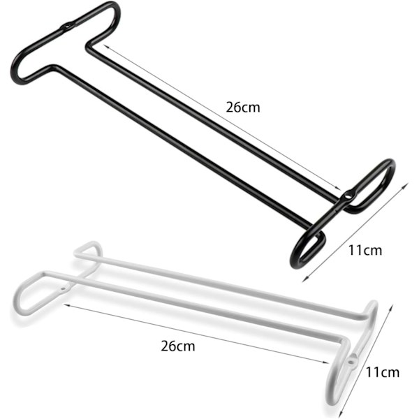 Förpackning Vinglasställ, Under Cabinet Shelf Stemware Rack, Förvaring med Stemware Holder, Vinglashållare för Kökskåp, Bar, Vit