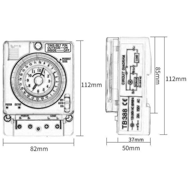 Analogt Ur Mekanisk Timer Switch - Til 24 Timers System Automation, Gadebelysning osv.