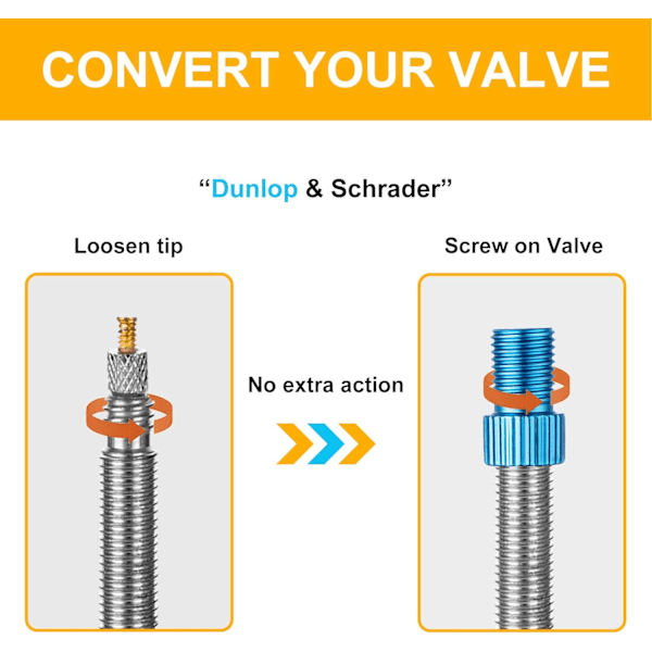 Ventiladapter, konverter Presta til Schrader-adapter for sykkel, pump opp dekk med standardpumpe eller luftkompressor (10 stk.)