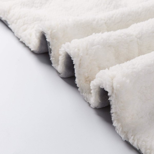 Sherpa tæppe - Varme tæpper til vinter - Super blødt, fuzzy flannel fleece/uldlignende vendbart fløjls plystæppe til sofa - Letvægts Light Grey 60"x80"