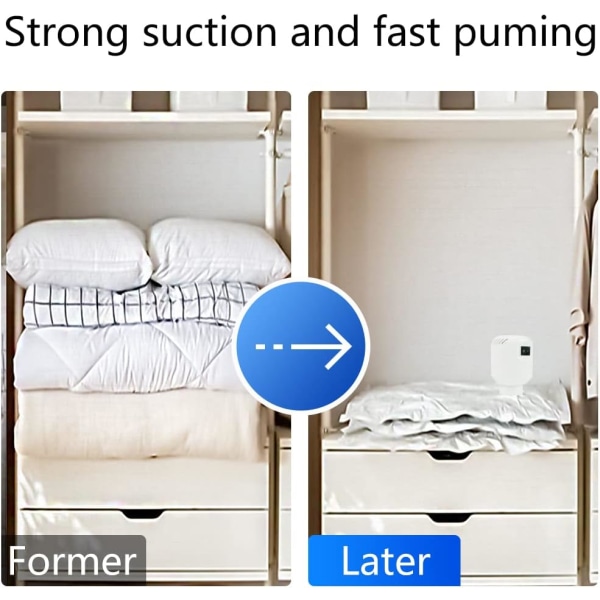 Elektrisk Luftpumpe til Vakuumopbevaringsposer, Kompressionspose Luftpumpe 55W 220V, PA 45000 Luftpumpe (1 stk)