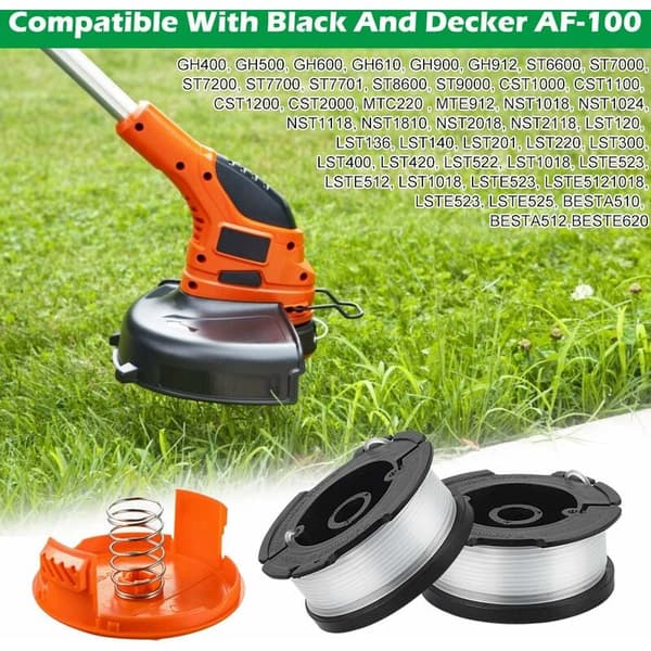 2 st Nylon Gräsklippare Spole Ersättning Trimmertråd Spole för Black Decker AF-100-3ZP