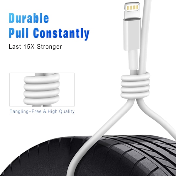 iPhone Laddningskabel 3-pack 2M MFi-certifierad Lightning-kabel Kompatibel med iPhone 11-14 XS XR X Pro Max Mini 8 7 6S Plus