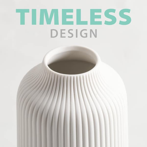 Keramisk Vas i Nordisk Stil, Deko Vas för Boho Dekor, Matt Vas WHite-2