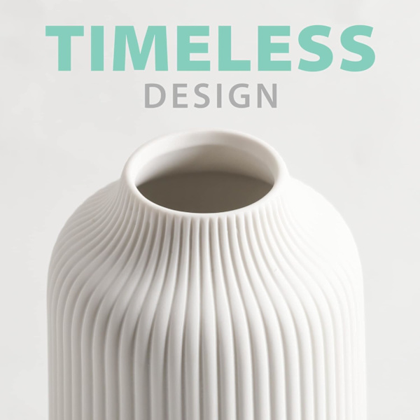 Keramisk Vase i Nordisk Stil, Dekorativ Vase for Boho Innredning, Matt Vase WHite-1