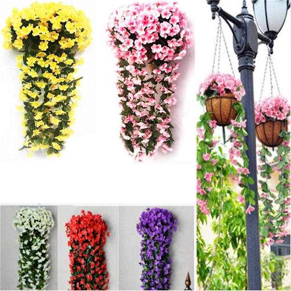 2 kpl Teko-Wisteria-köynnös Teko-riipuskukat Tekokasvit, Ulko- ja Kotioven Koristelu yellow