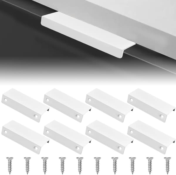 10 stycken Dolda Aluminiumhandtag Osynliga Låda Handtag 80mm Möbelhandtag, Skåp, Sovrum, Vit