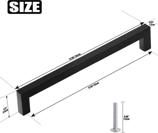 Sæt med 4 Sorte Køkkenkabinetgreb, 320mm Rustfrit Stål Moderne Firkantede Møbelgreb, til Skriveborde, Skuffer, Skabe, Skabe