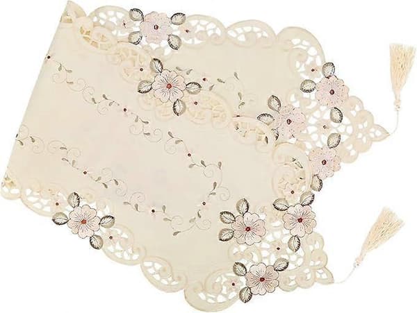 Bordløper, Vintage Brodert Blomsterborddekorasjon (40x176cm/15.7x69.3)