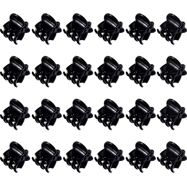 24 stk. Mini hårklemmer i plast, hårklemmer, klemmer for jenter og kvinner Black 0.6 inch