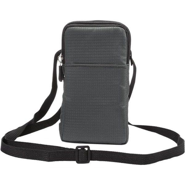 Mobiltelefon midjebältesväska, Crossbody mobiltelefonväska, axelremsväska i nylon för utomhusbruk, med karbinhake med bältesögla dark gray 10*18*3.5 CM