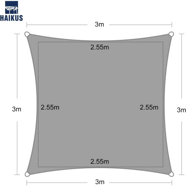 Vandafvisende Firkantet Skygge Sejl, Vandafvisende PES Skyggeklæde, 3m Skyggenet Modstandsdygtig UV-Strålebeskyttelse til Have Terrasse Camping Udendørs Khaki 3*3M