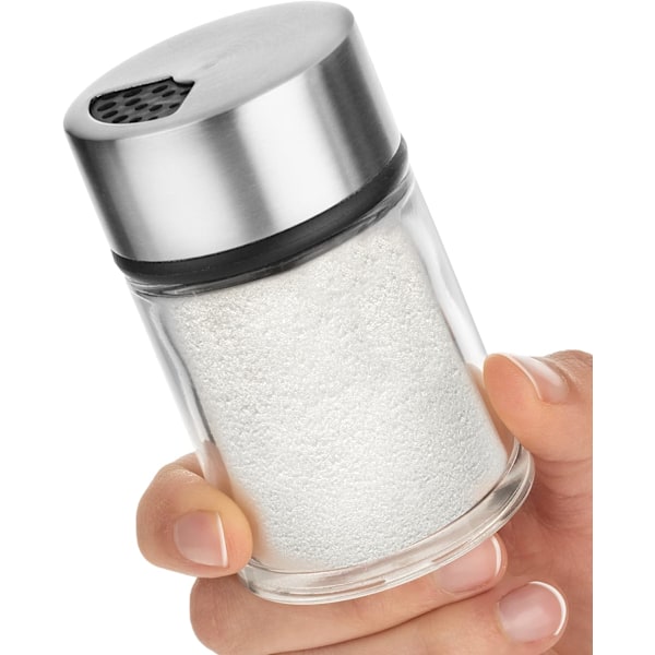 Salt- og pepperbøsse med justerbare helleåpninger, krydderdispenser i rustfritt stål, perfekt for bordsalt og sort pepper