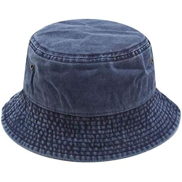 Vintage-tyylinen puuvillainen ämpärihattu, pestu, ulkoiluun, kalastukseen, aurinkohattu Navy