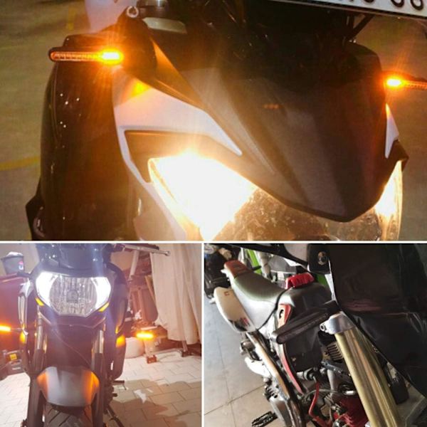 2 stk. Universal LED Motorcykel Blinklys Motorcykel Blinklys Dagkørelys Motorcykel Blinkende Pære Sekventiel Modpart, Rav