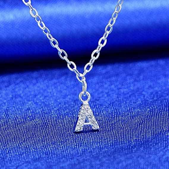 Sølv A Initial Krystal Vedhæng Kæde Choker Halskæde Til Kvinder Dame Pige