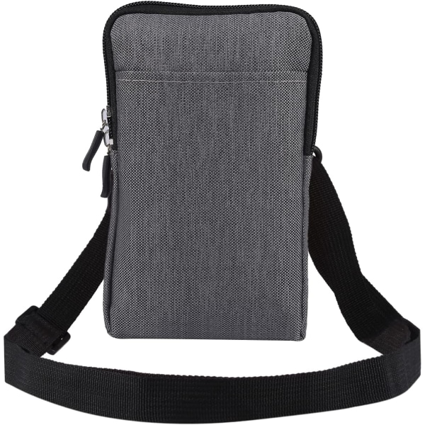 Mobiltelefon Skulderholster, Mobiltelefon Bælteklips Holder, Skulder Messenger Taske Lynlås Kryds grey Large size