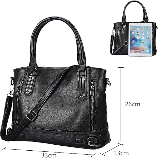 Damer Crossbody Väska PU Läder Handväskor Casual Shopper Väska Axelväska Tote Väska Stor Kapacitet Negro
