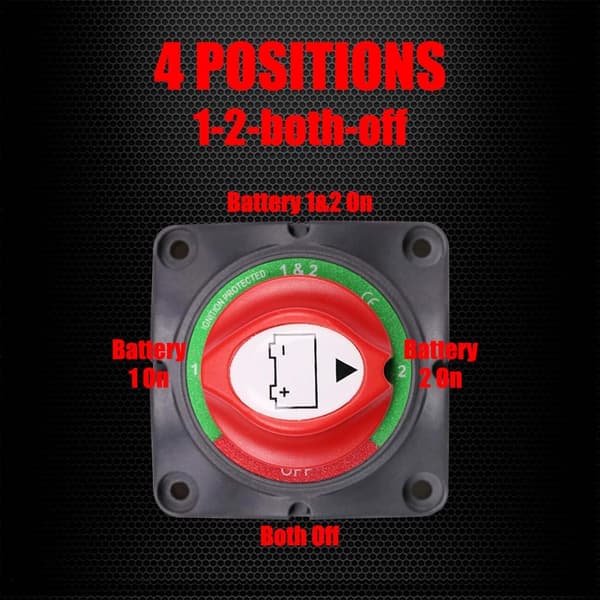 Batterifrånkopplingsbrytare 1-2-Both-Off, 12-48 V Batteri Master Cut Shut Off Isolator Switch (1-2-Both-Off)