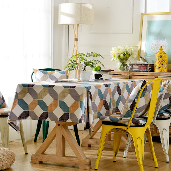 Stoffduk, enkel, rektangulær duk med diamantmønster Multicolor 90*90CM