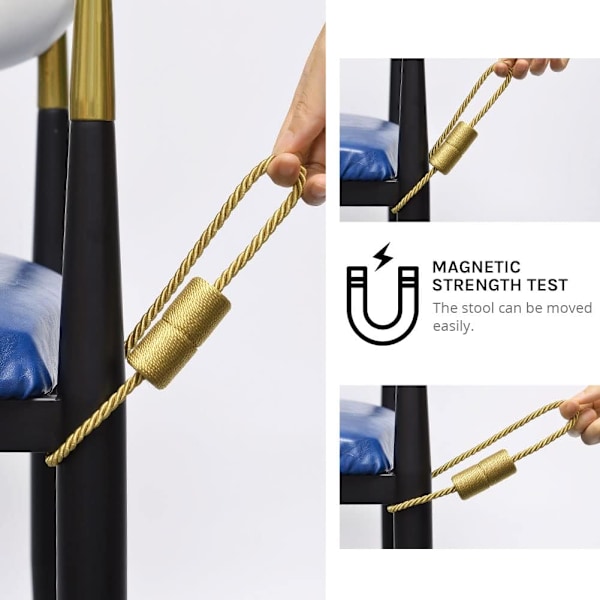 2-pack magnetiska gardinbindningar, handgjorda vävda repgardin hållare bekväma dekorativa gardin draperingsbindningar för hem och kontor fönsterdraperi Gold