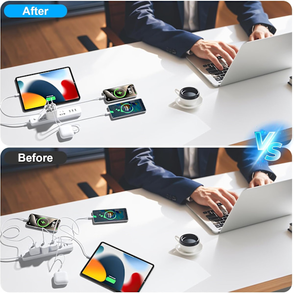 50W USB C-kontakt Snabbladdning 6-Port Multi USB-laddare Snabbladdningskontakt